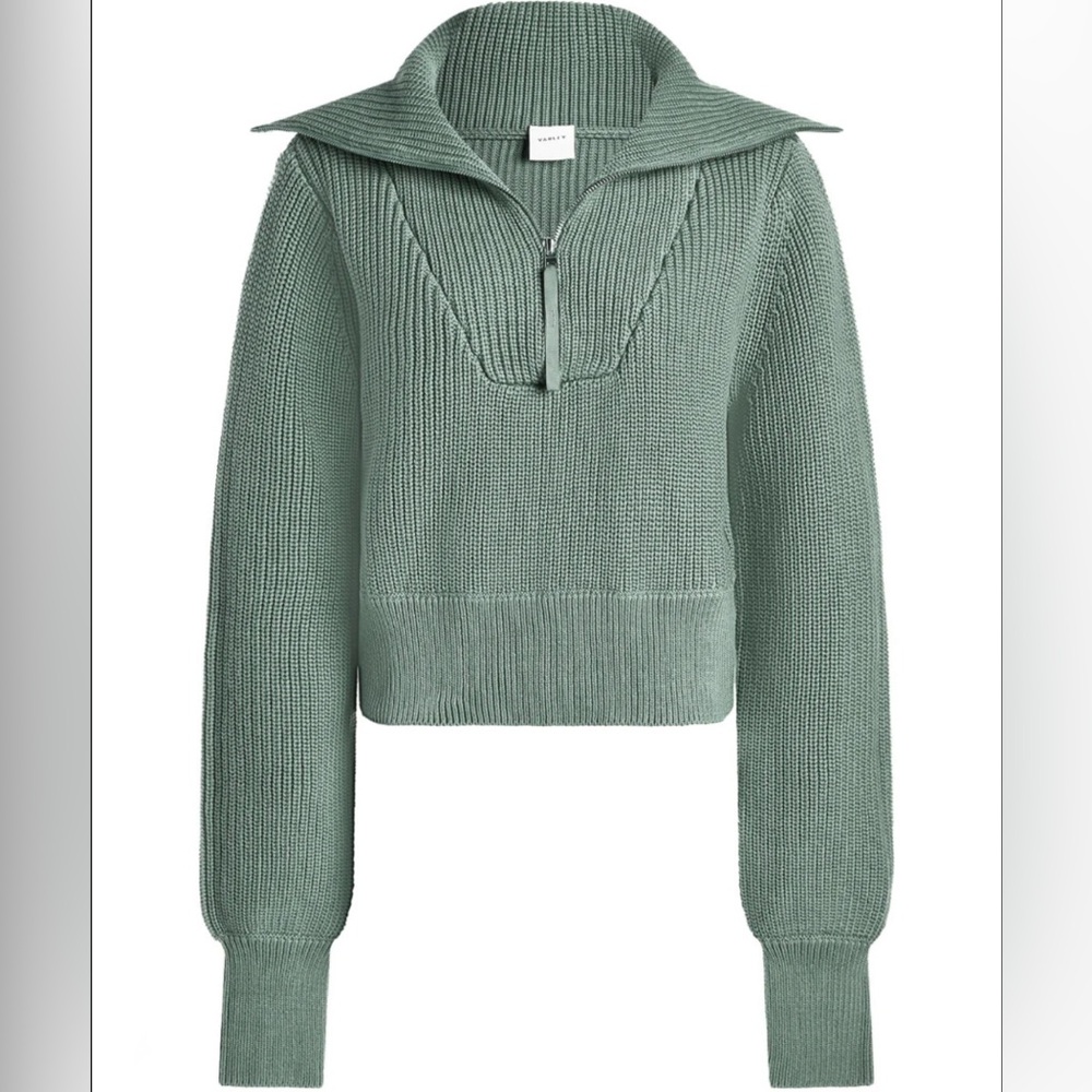 NWT VARLEY Mentone Half-Zip Knit Pullover in Lily Pad - Picture 5 of 5